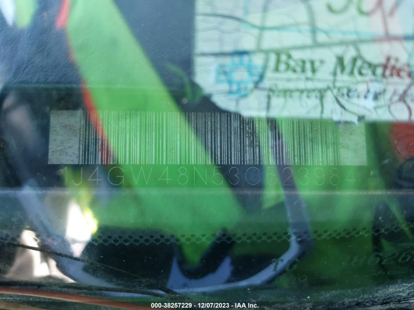 2003 Jeep Grand Cherokee Laredo VIN: 1J4GW48N53C523984 Lot: 38257229