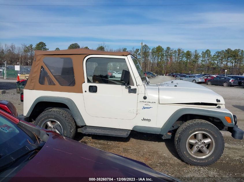 1998 Jeep Wrangler Sport VIN: 1J4FY19S1WP794613 Lot: 38260704