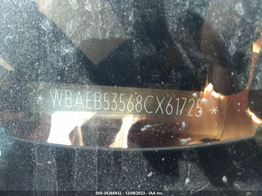 2008 BMW 650I VIN: WBAEB53568CX61725 Lot: 38266932