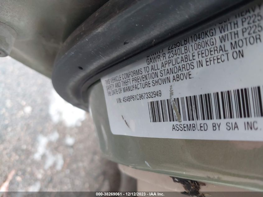 2006 Subaru Outback 2.5I VIN: 4S4BP61C967332949 Lot: 38269061