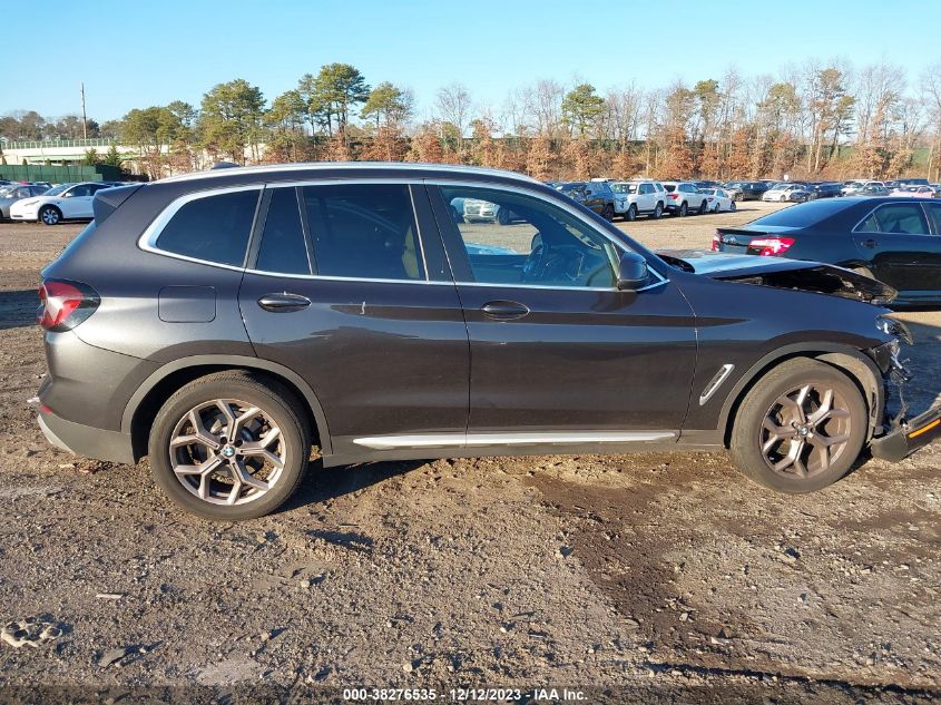 2022 BMW X3 xDrive30I VIN: 5UX53DP05N9J81270 Lot: 38276535