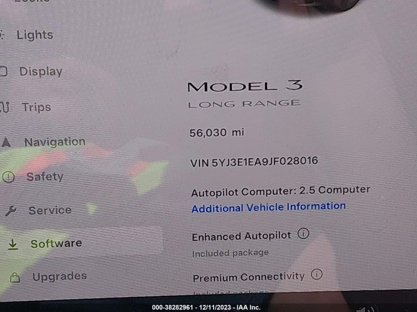 2018 Tesla Model 3 Long Range/Mid Range VIN: 5YJ3E1EA9JF028016 Lot: 38282961