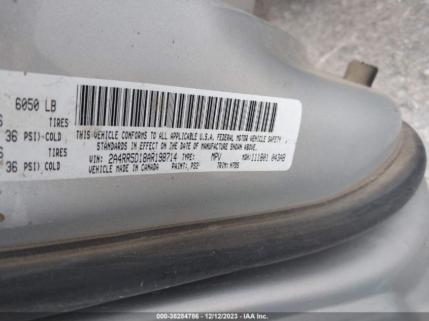 2010 Chrysler Town & Country Touring VIN: 2A4RR5D18AR198714 Lot: 38284786