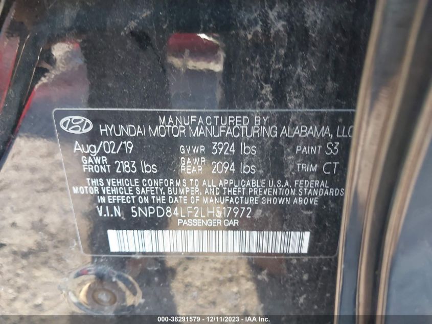 5NPD84LF2LH517972 2020 Hyundai Elantra Value Edition