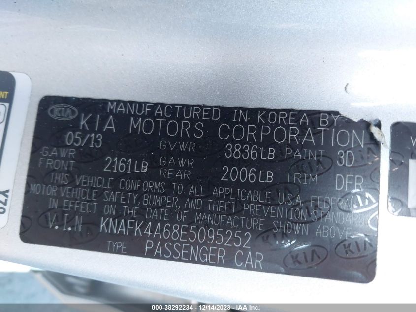 KNAFK4A68E5095252 2014 Kia Forte Lx