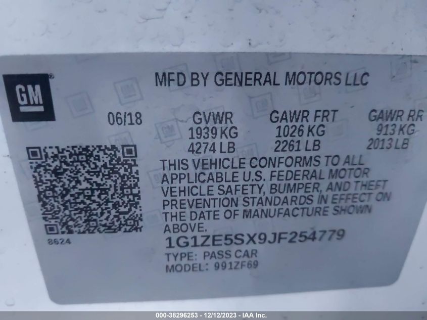 1G1ZE5SX9JF254779 2018 Chevrolet Malibu Premier