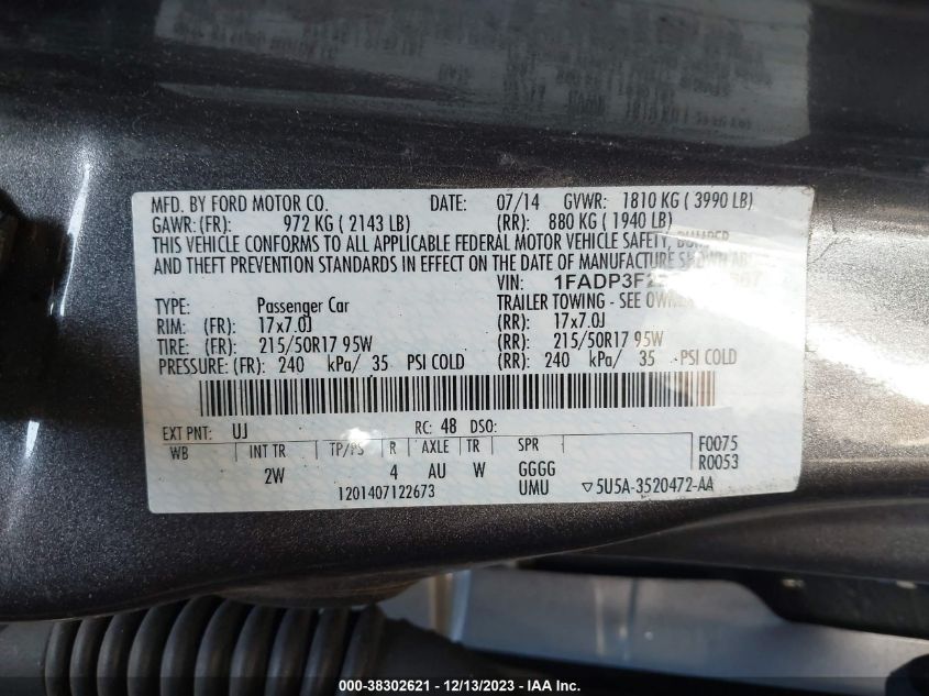 1FADP3F22EL361667 2014 Ford Focus Se