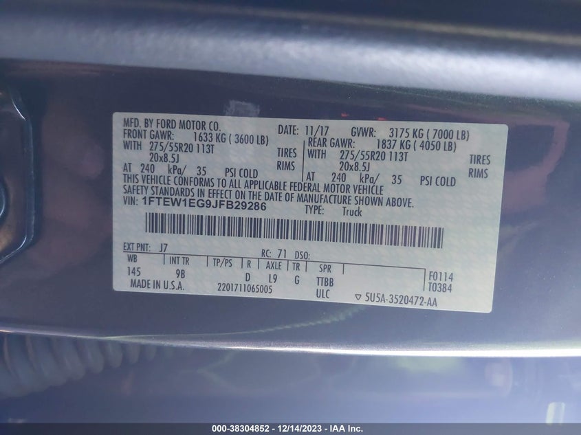 1FTEW1EG9JFB29286 2018 FORD F-150 photo no. 9