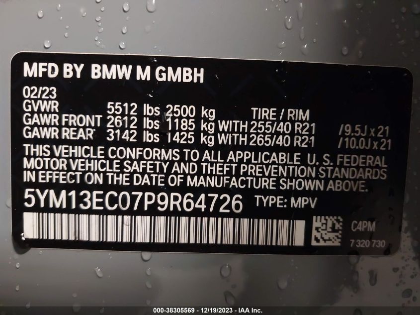 5YM13EC07P9R64726 2023 BMW X3 M