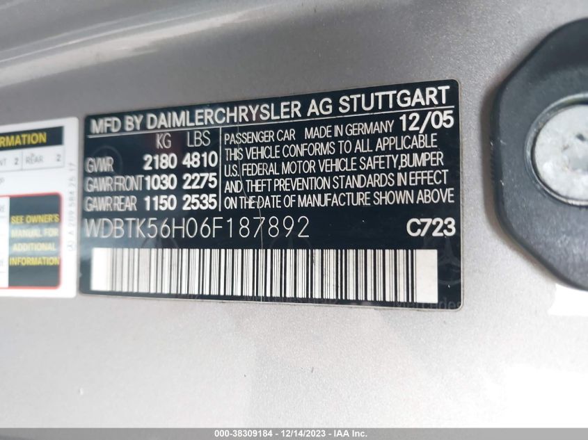 WDBTK56H06F187892 2006 Mercedes-Benz Clk 350