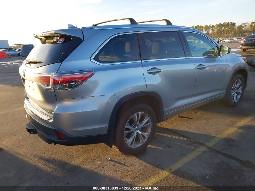 2014 Toyota Highlander Xle V6 VIN: 5TDJKRFH1ES065363 Lot: 38313839