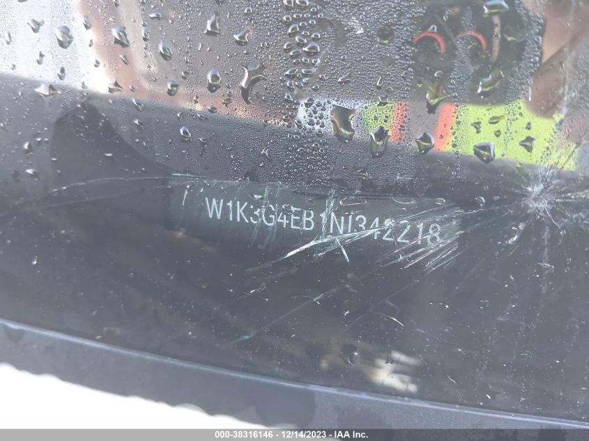 2022 Mercedes-Benz A 220 VIN: W1K3G4EB1NJ342218 Lot: 38316146