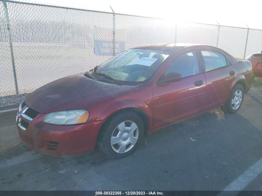 2004 Dodge Stratus Se VIN: 1B3EL36X14N301857 Lot: 38322355