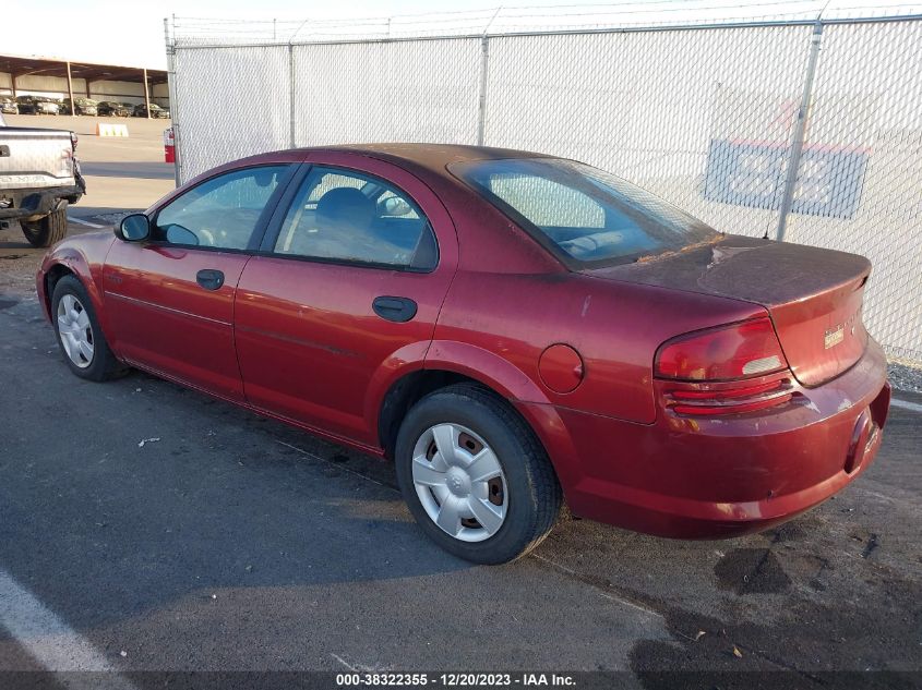 2004 Dodge Stratus Se VIN: 1B3EL36X14N301857 Lot: 38322355