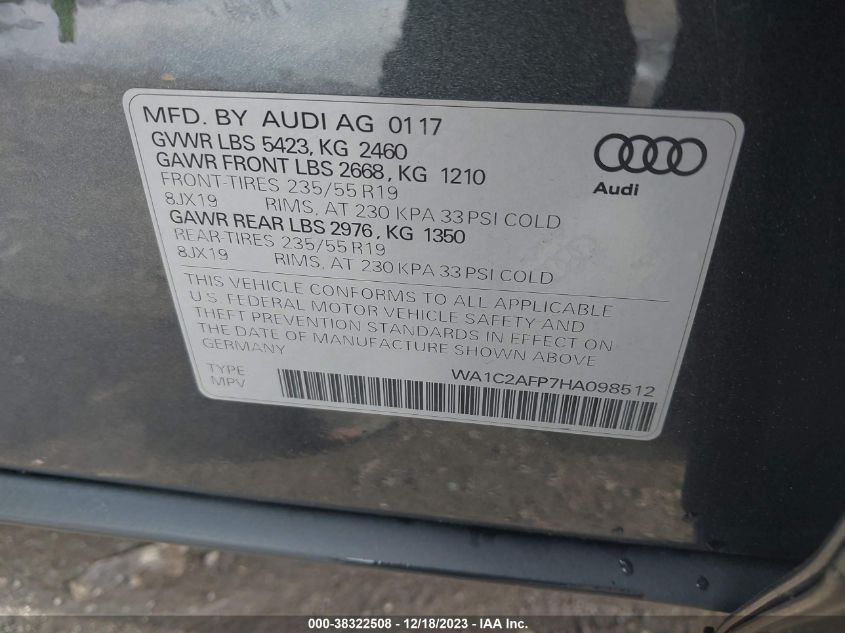 WA1C2AFP7HA098512 2017 Audi Q5 2.0T Premium