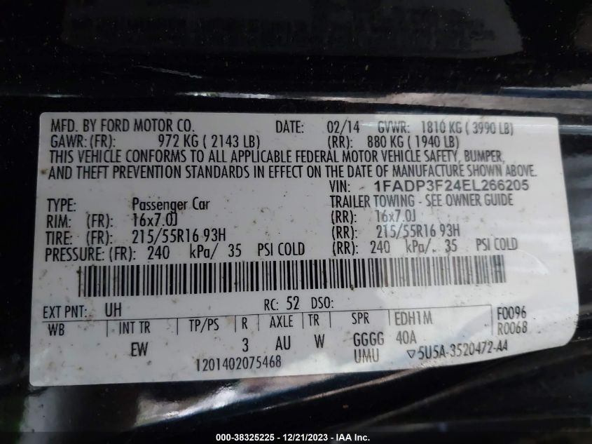 1FADP3F24EL266205 2014 Ford Focus Se