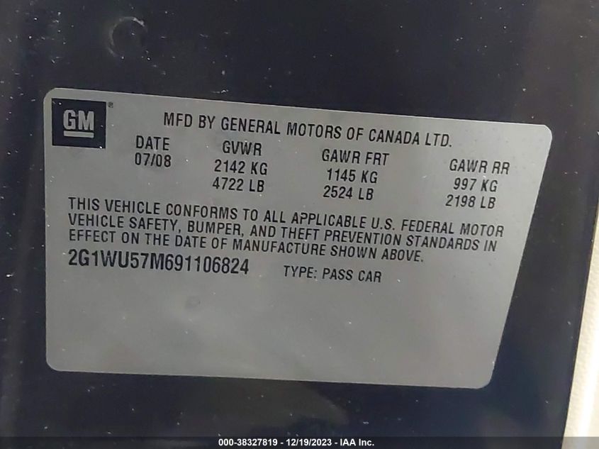 2G1WU57M691106824 2009 Chevrolet Impala Ltz