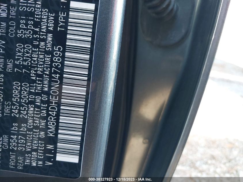 KM8R4DHE0NU473895 2022 Hyundai Palisade Sel