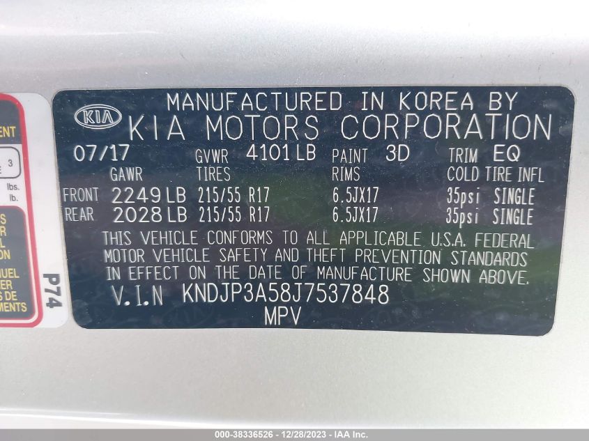 KNDJP3A58J7537848 2018 Kia Soul +