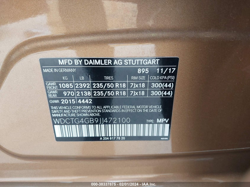 2018 MERCEDES-BENZ GLA 250 4MATIC - WDCTG4GB9JJ472100