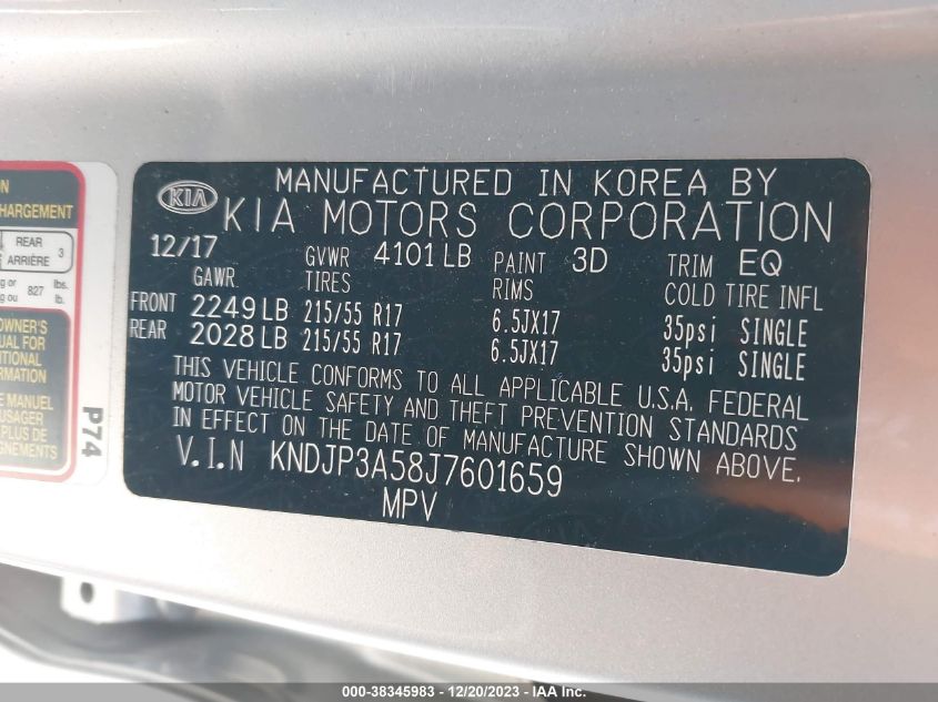 KNDJP3A58J7601659 2018 Kia Soul +