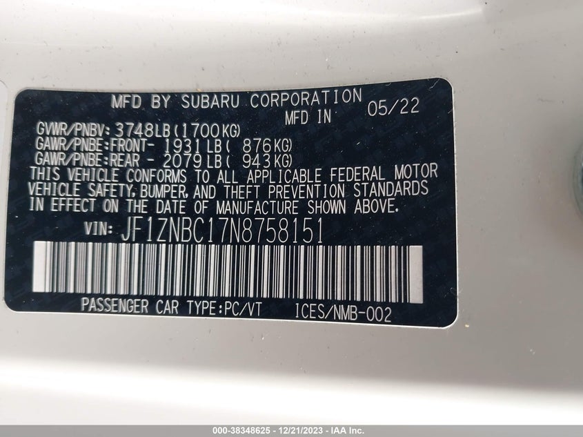 2022 TOYOTA GR86 - JF1ZNBC17N8758151