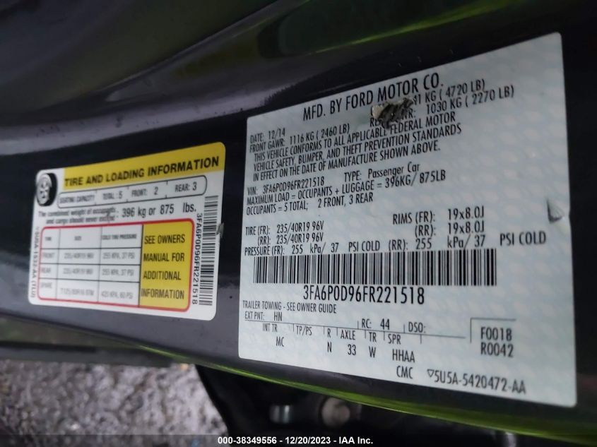 3FA6P0D96FR221518 2015 Ford Fusion Titanium