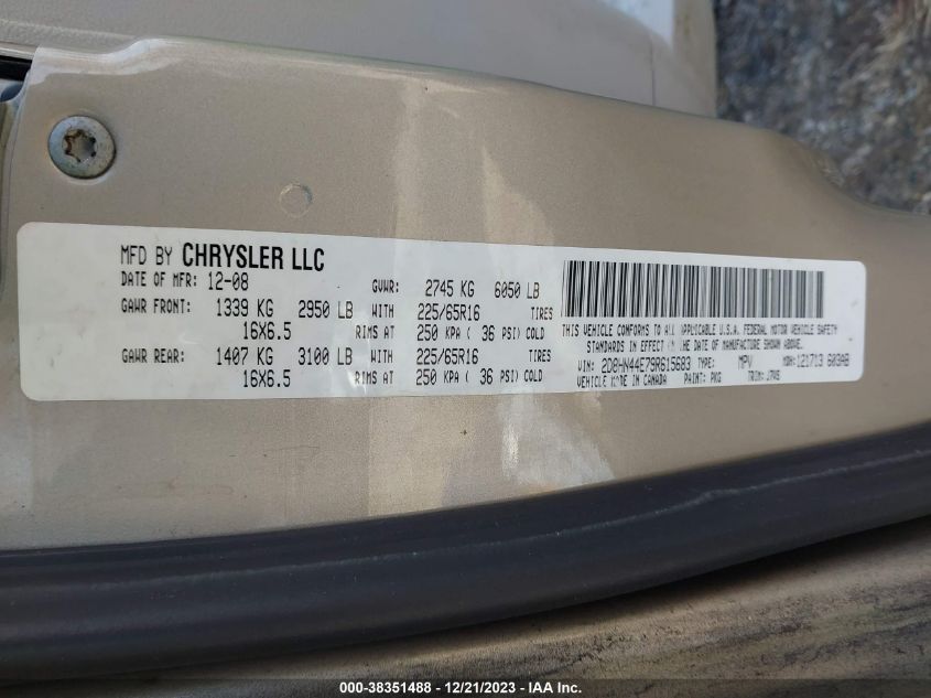 2009 Dodge Grand Caravan VIN: 2D8HN44E79R615683 Lot: 40009645