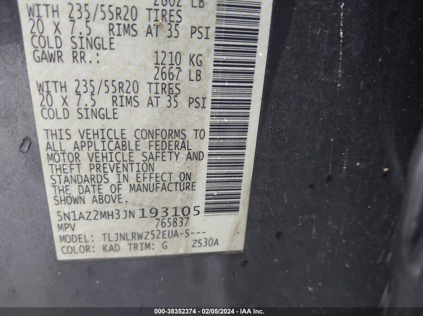 2018 NISSAN MURANO SL - 5N1AZ2MH3JN193105