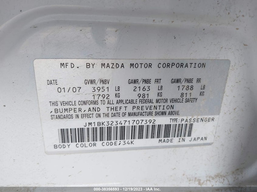 2007 MAZDA MAZDA3 S TOURING · Фото 9