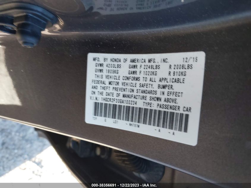 1HGCR2F30GA100234 2016 Honda Accord Lx