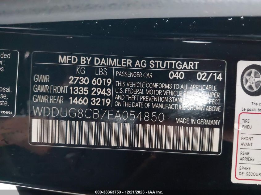 WDDUG8CB7EA054850 2014 Mercedes-Benz S 550