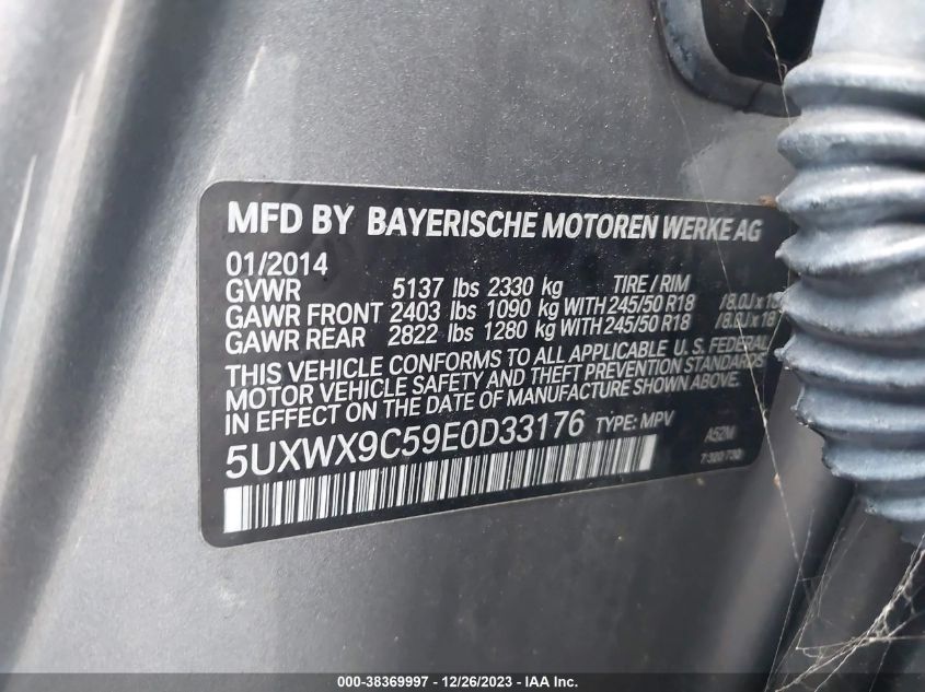 5UXWX9C59E0D33176 2014 BMW X3 xDrive28I