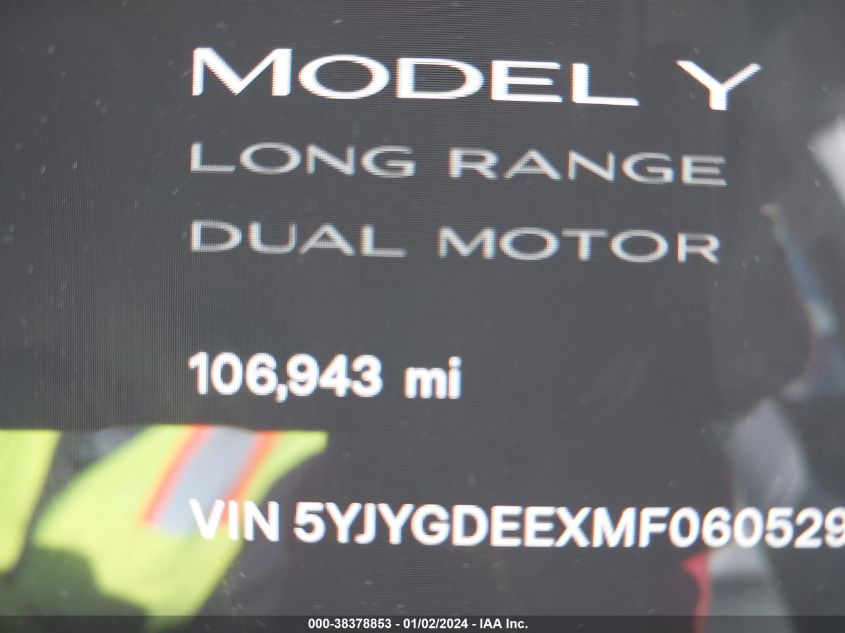 5YJYGDEEXMF060529 2021 Tesla Model Y Long Range Dual Motor All-Wheel Drive