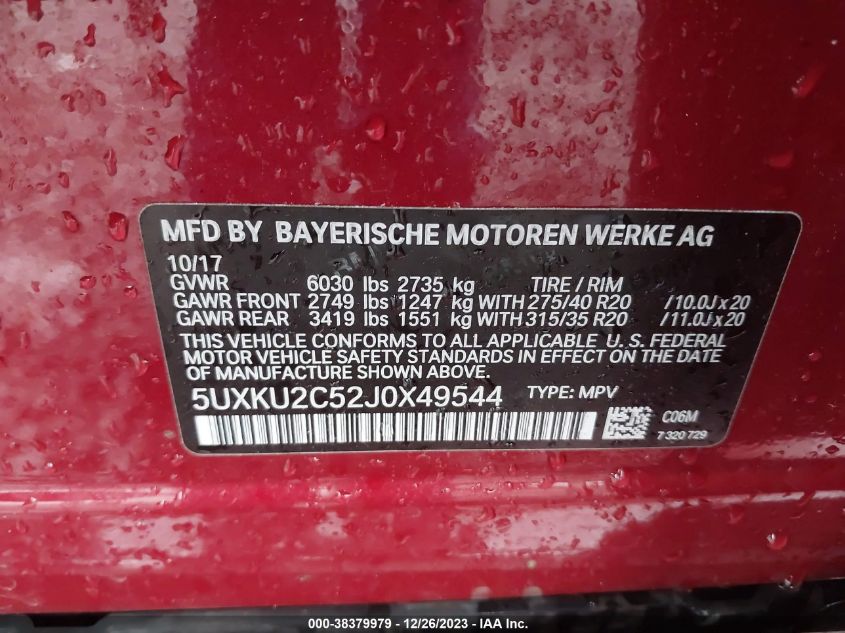 VIN 5UXKU2C52J0X49544 2018 BMW X6, Xdrive35I no.9