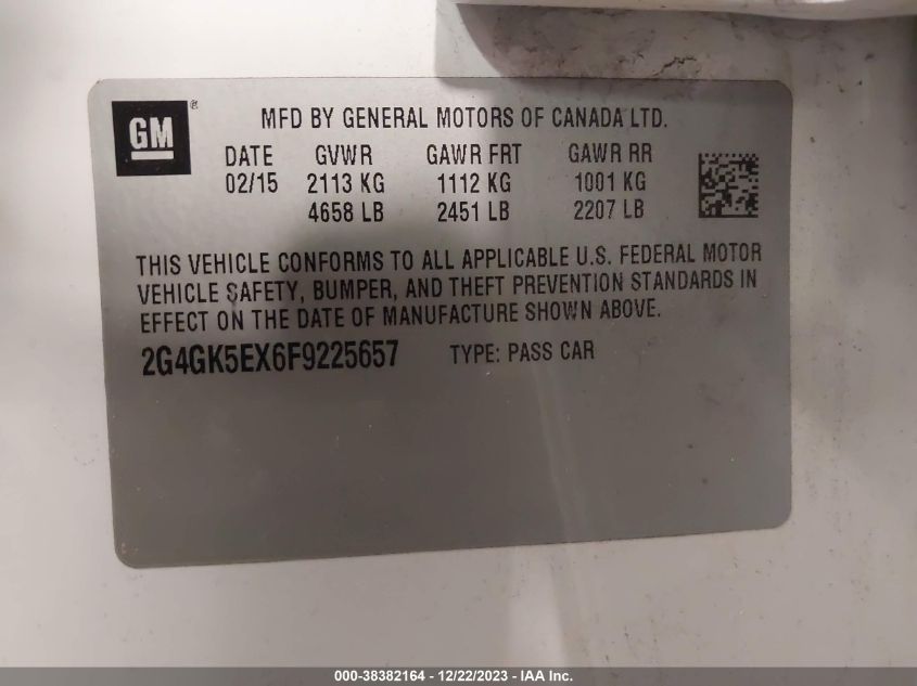 2G4GK5EX6F9225657 2015 Buick Regal Turbo