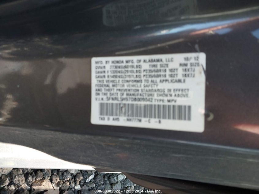 VIN 5FNRL5H97DB009042 2013 Honda Odyssey, Touring/T... no.9