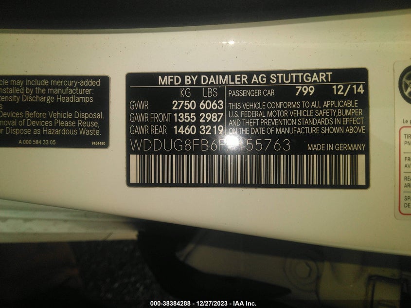 2015 MERCEDES-BENZ S 550 4MATIC WDDUG8FB6FA155763