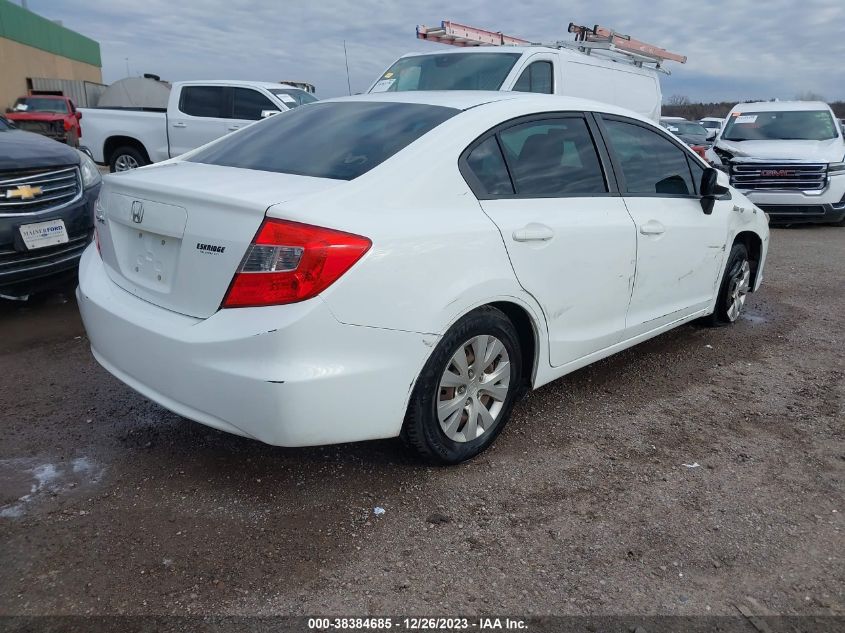 2012 Honda Civic Lx VIN: 2HGFB2F52CH310395 Lot: 38384685