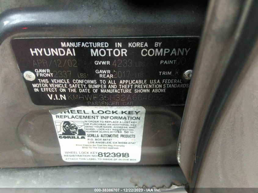 KMHWF35H32A664052 2002 Hyundai Sonata Gls/Lx