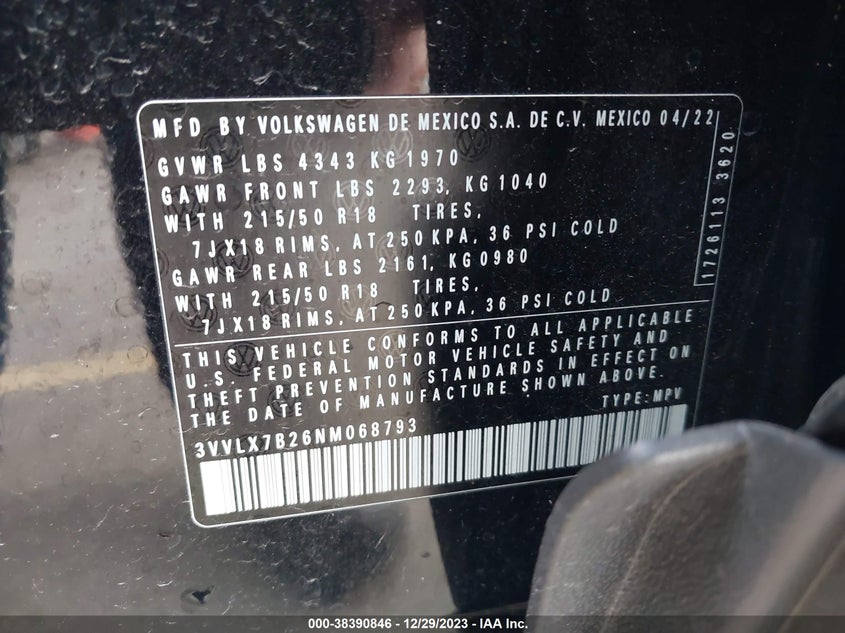 2022 VOLKSWAGEN TAOS 1.5T SE - 3VVLX7B26NM068793