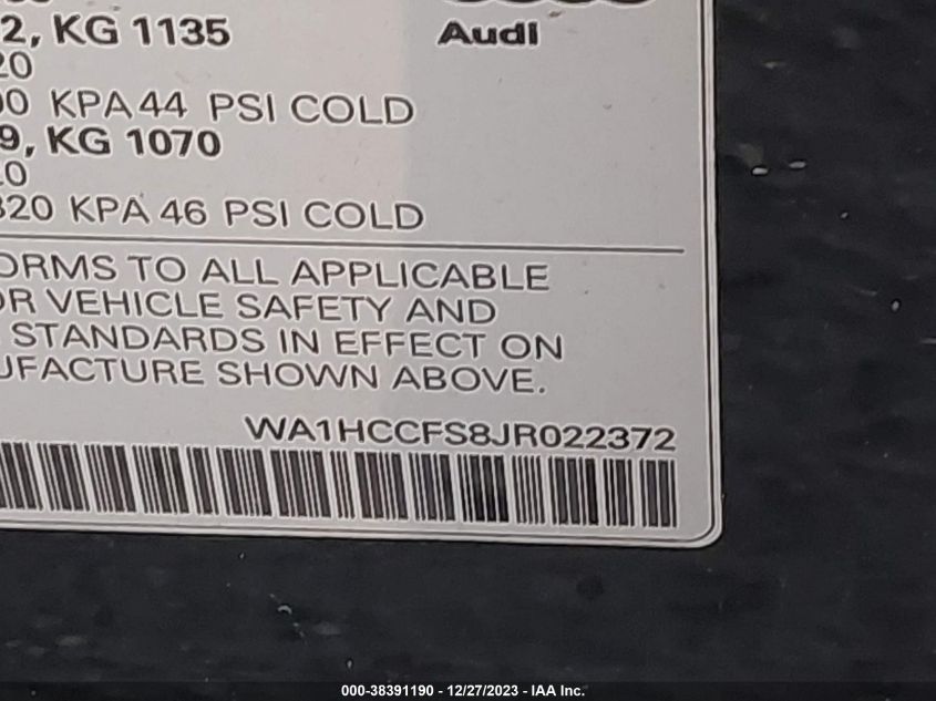 WA1HCCFS8JR022372 2018 Audi Q3 2.0T Premium/2.0T Sport Premium