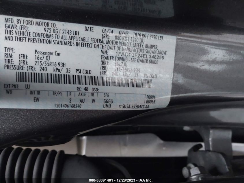 1FADP3F24EL348256 2014 Ford Focus Se