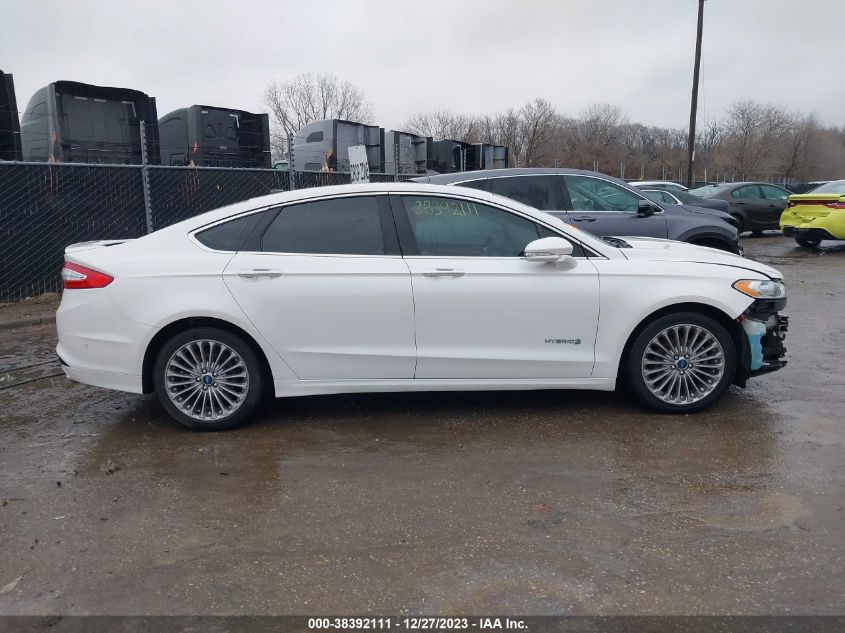 2013 Ford Fusion Hybrid Titanium VIN: 3FA6P0RU5DR323824 Lot: 38392111