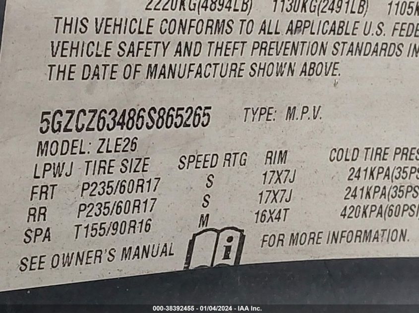 5GZCZ63486S865265 2006 Saturn Vue V6