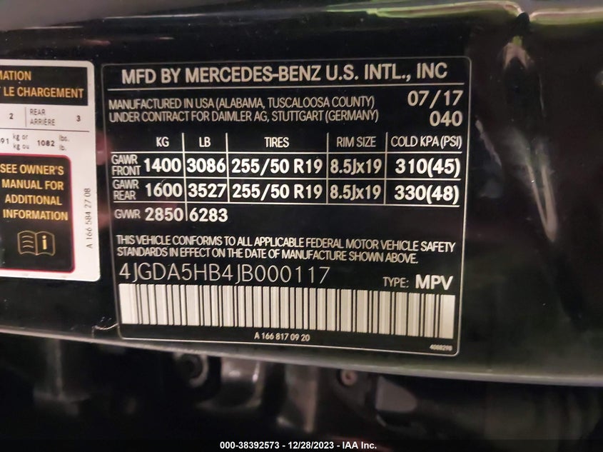 2018 MERCEDES-BENZ GLE 350 4MATIC VIN: 4JGDA5HB4JB000117