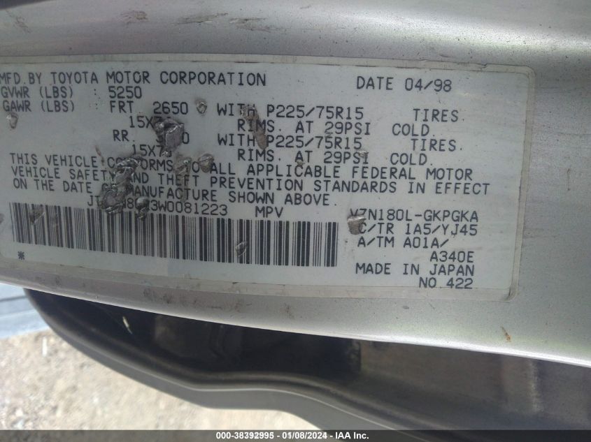 JT3GN86R3W0081223 1998 Toyota 4Runner Sr5 V6