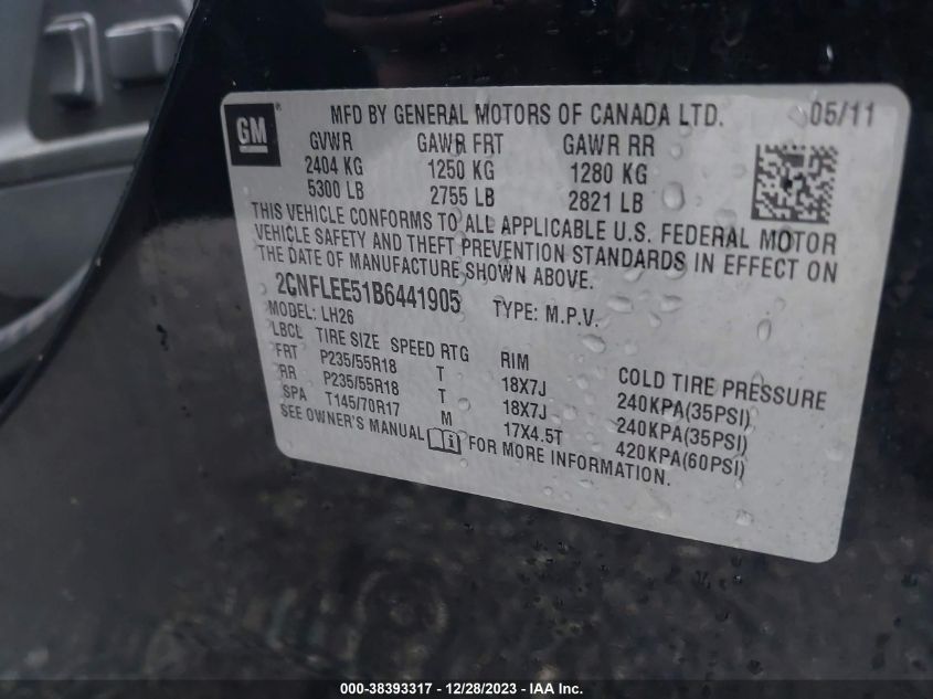 2CNFLEE51B6441905 2011 Chevrolet Equinox 1Lt