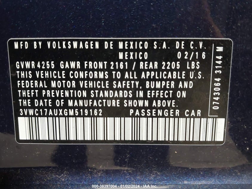 2016 VOLKSWAGEN GOLF SPORTWAGEN TSI SE 4-DOOR - 3VWC17AUXGM519162