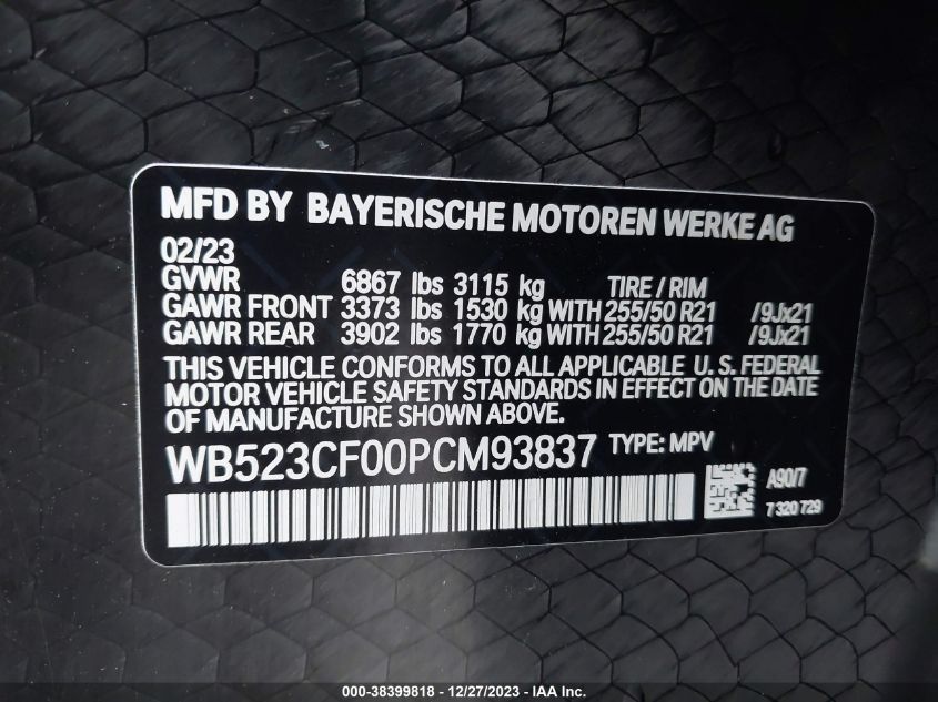 WB523CF00PCM93837 2023 BMW Ix xDrive50